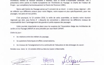 CONVENTION – PAYSAGE  13 octobre 2016 au Bois du Cazier (Marcinelle)